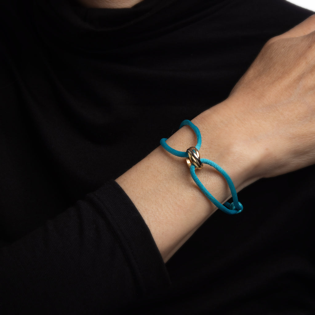 Cartier Love Charity Bracelet Turquoise Silk Cord Trinity 18k Gold