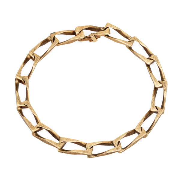 Vintage stylish gold bracelet on white background