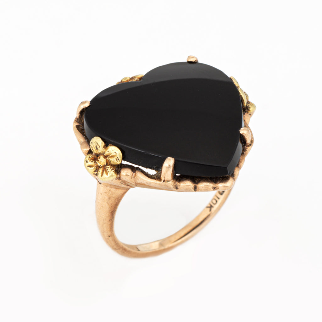 Vintage Large Oval Onyx Ring Yellow Gold