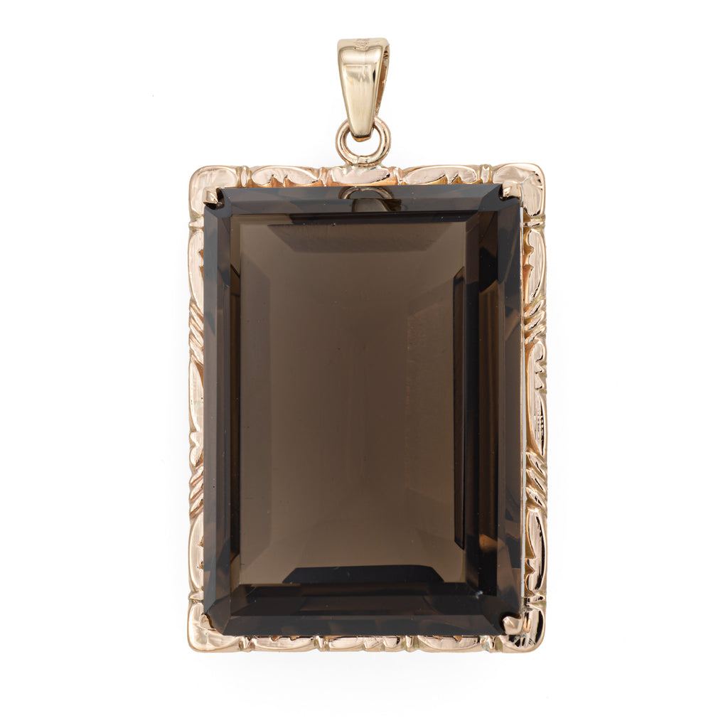 Black + Gold Framed Smoky Topaz Necklace