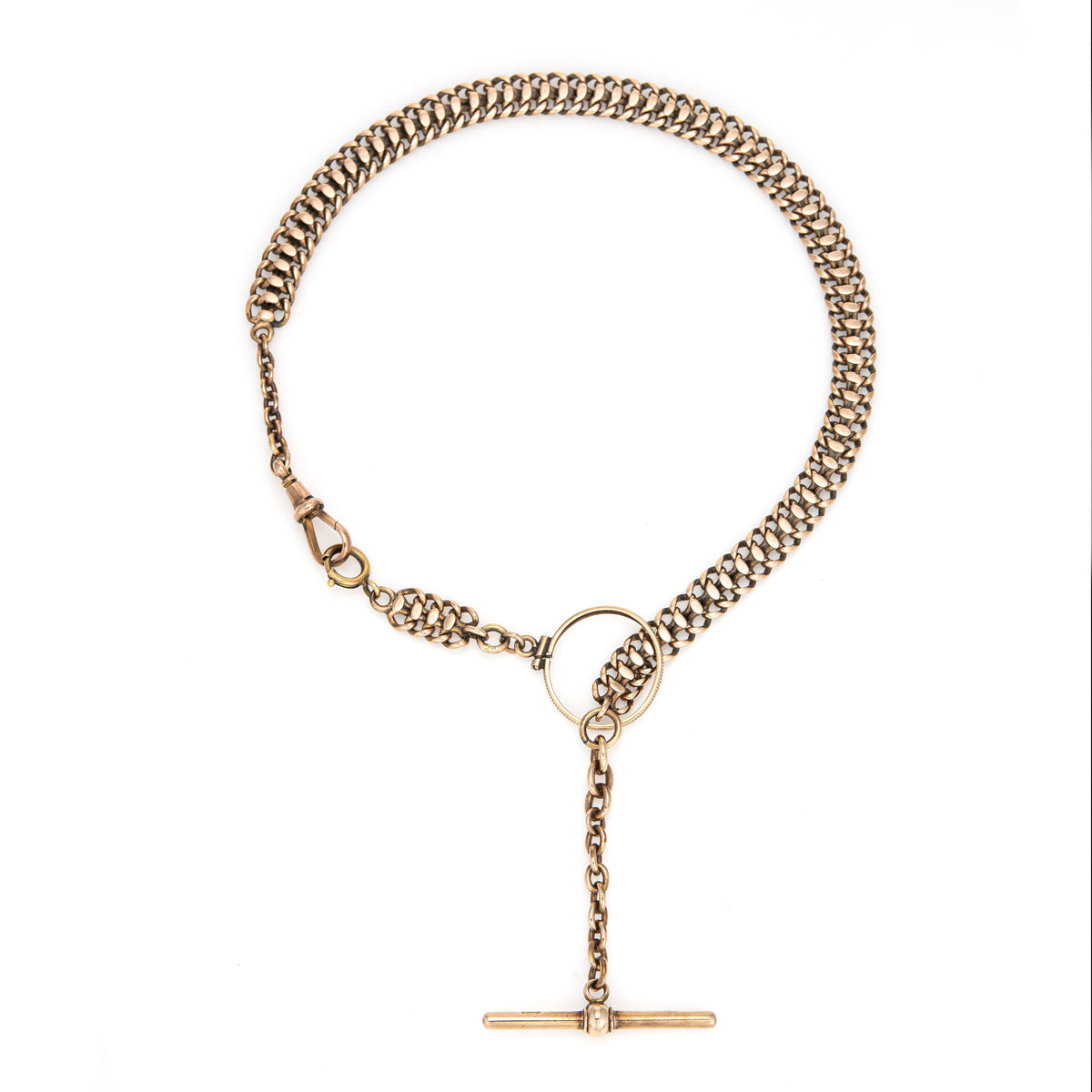 Antique 9ct Gold Albert Chain & T-Bar Necklace (15.5