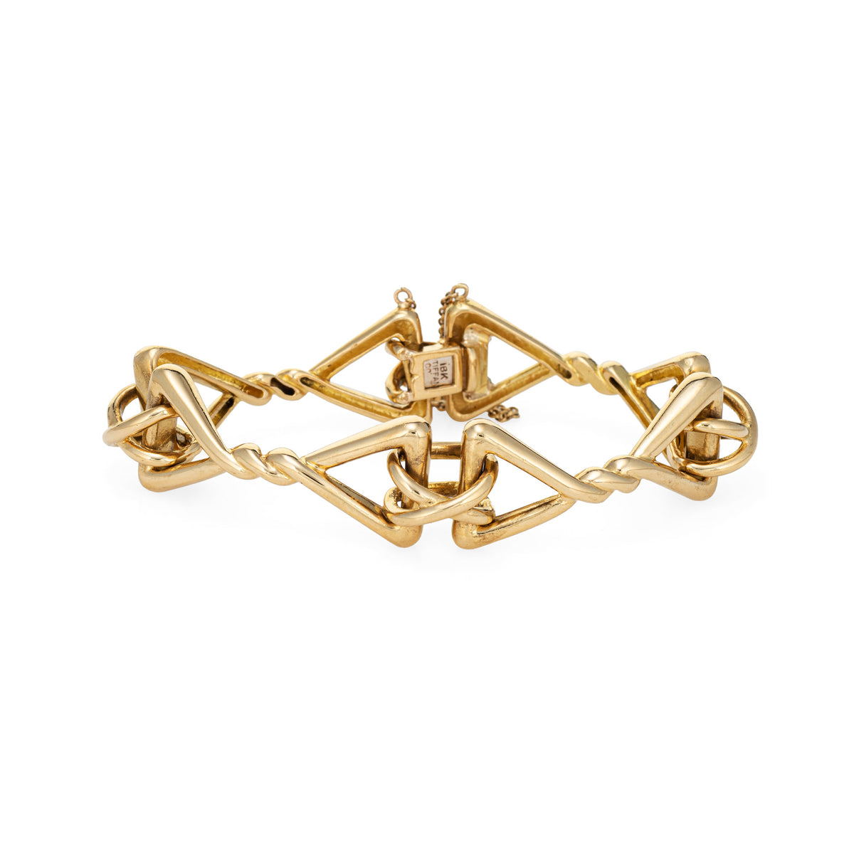 Vintage Tiffany & Co Bracelet 51.1gm 18k Yellow Gold Triangle Fancy Li ...