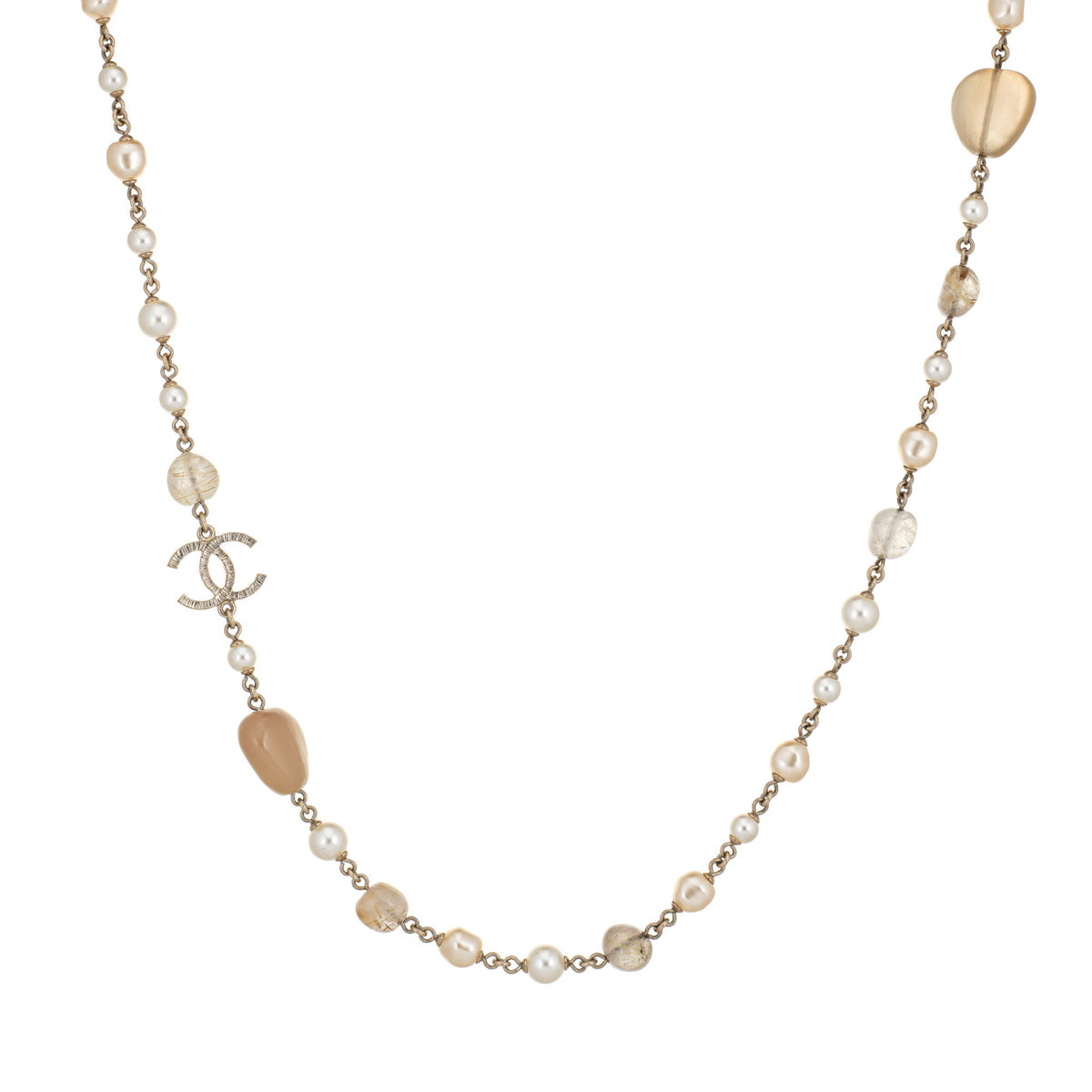 Chanel Pre-Owned Cc Faux Pearl Necklace in Metallic