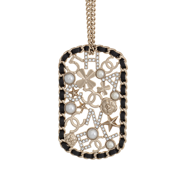 Chanel Vintage Clover Logo CC Large Pendant Necklace