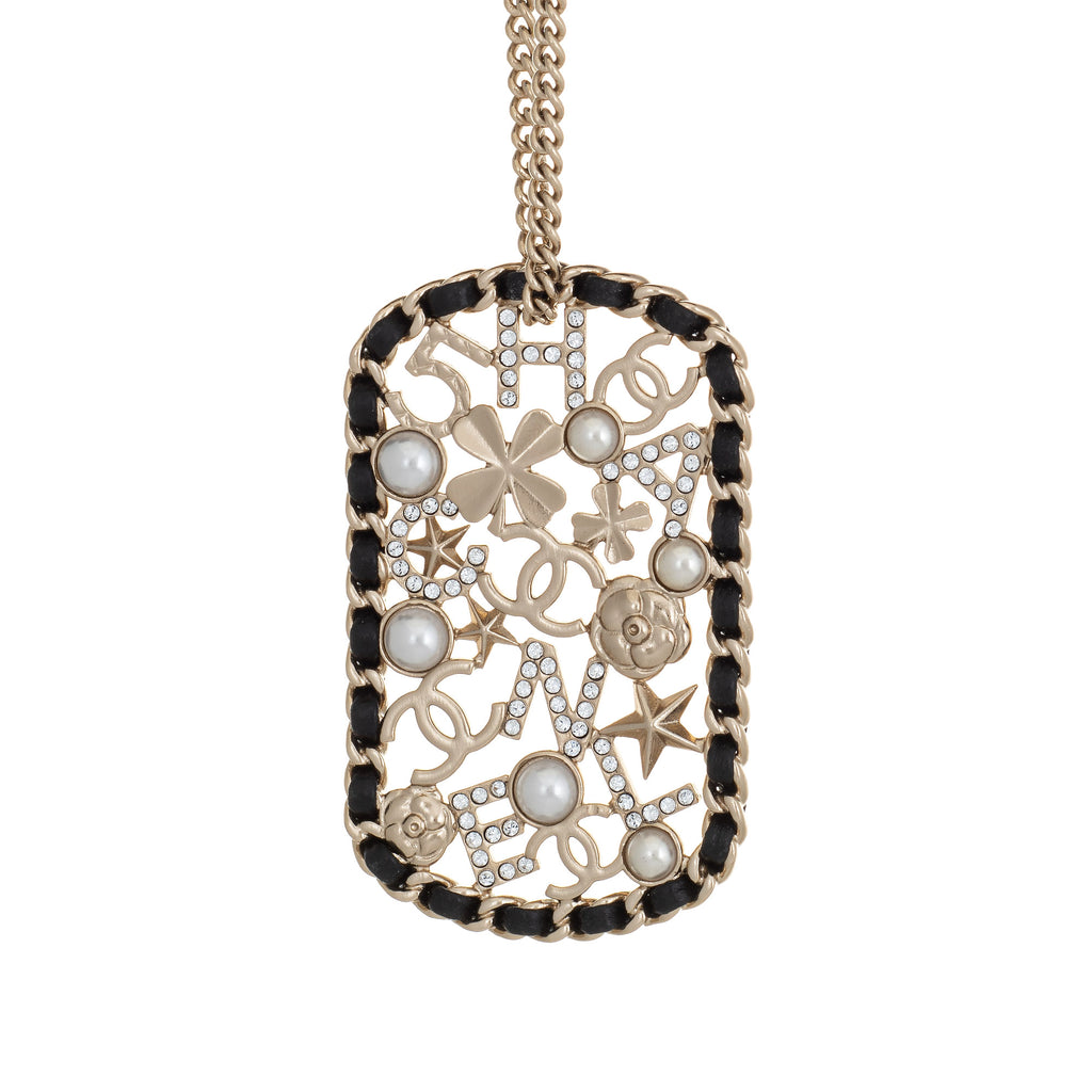 Chanel CC Light Pink Clover Silver Rhinestone Necklace | Chanel | Buy at  TrueFacet