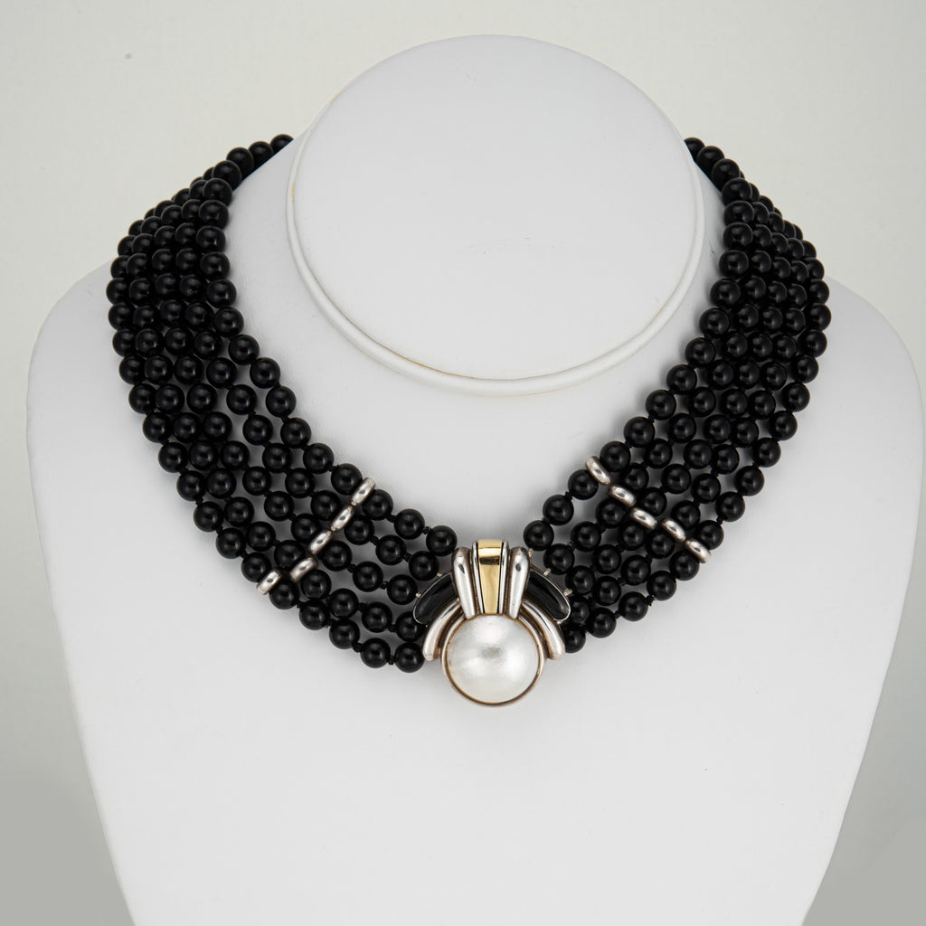 Onyx & Pearl Necklace - By Design Jewellers Killarney Mall