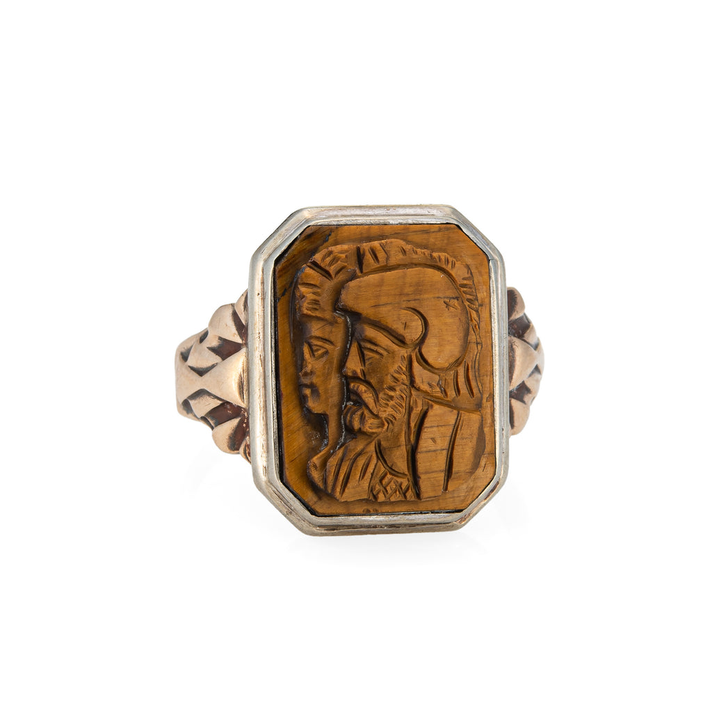 Mens tiger eye cameo best sale ring