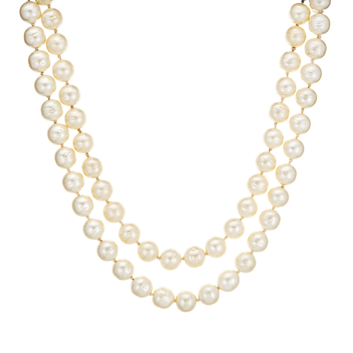 Chanel Pearl Choker Necklace Poured Glass & Faux Diamonds 1980s