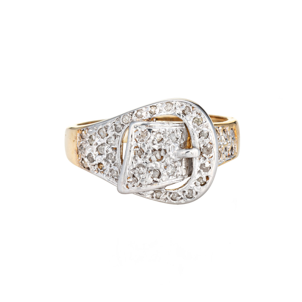 14K Yellow Gold Diamond Belt Buckle Ring