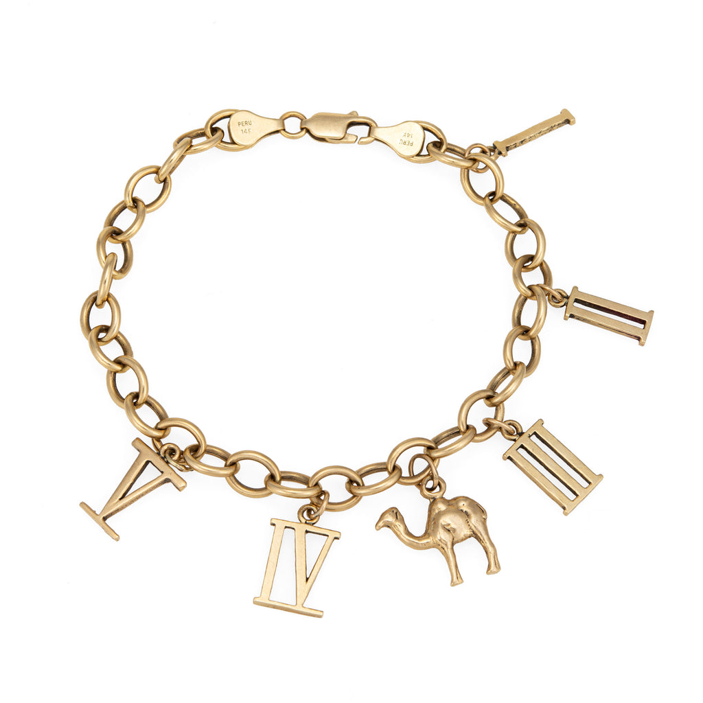 Gold Charm Bracelet with 8 Charms