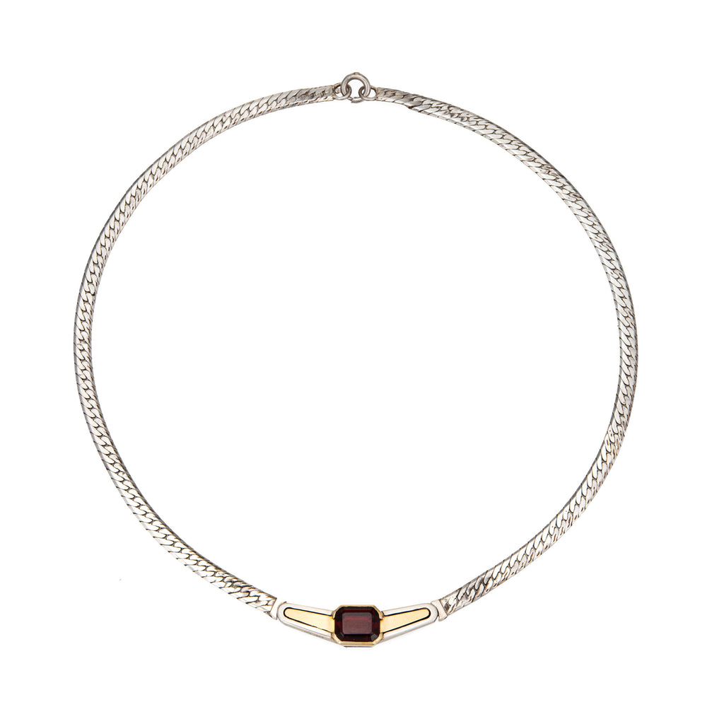 Vintage Garnet Necklace Silver Vintage 70s Cartier Garnet Necklace