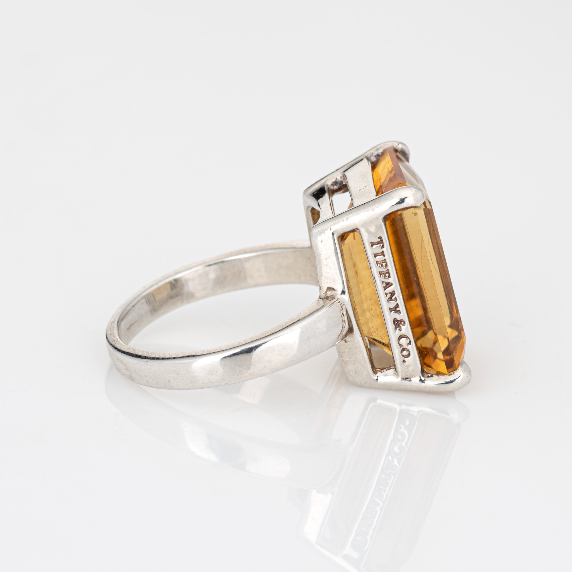 Tiffany & Co 10ct Citrine Ring Sparklers Sterling Silver Sz 6 Fine