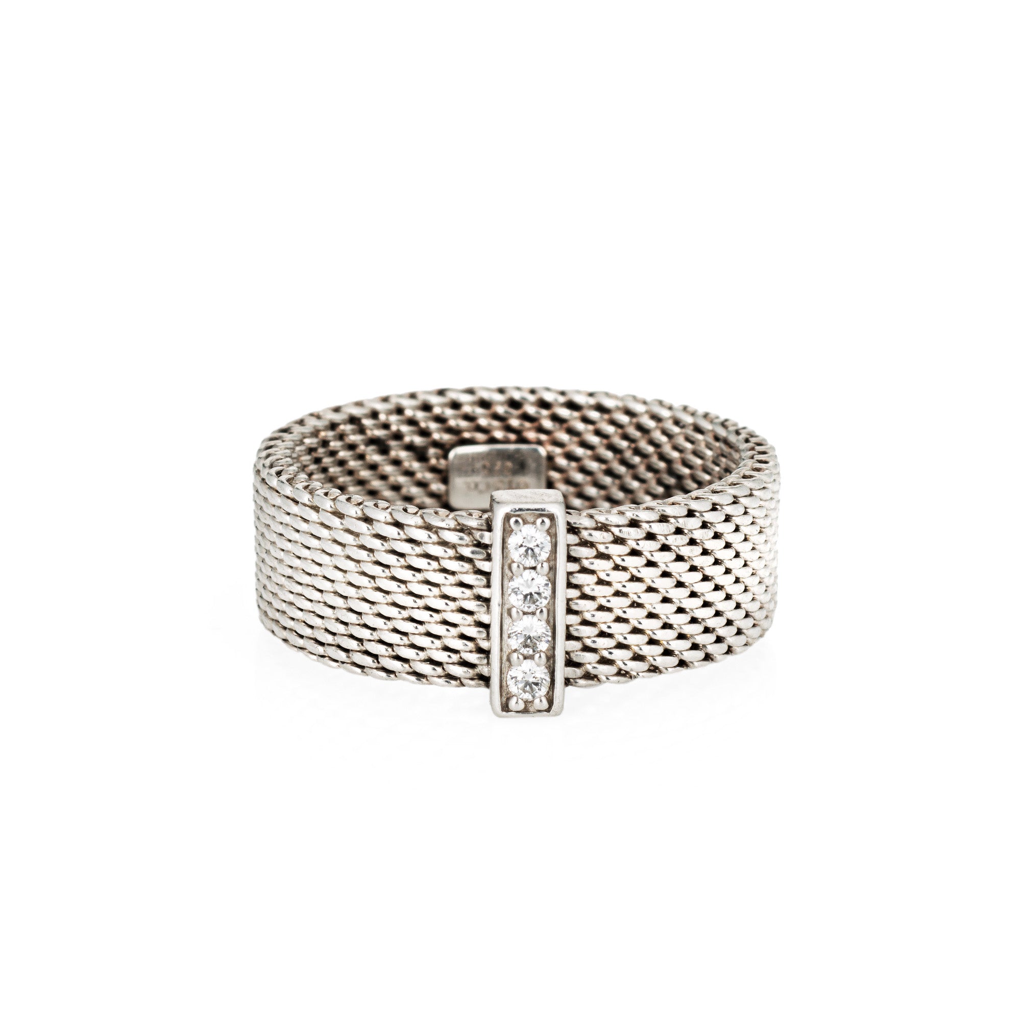 Tiffany mesh sales ring with diamonds