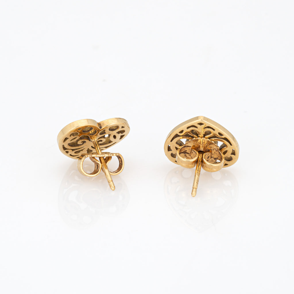 Estate Tiffany Co Enchant Heart Earrings 18k Yellow Gold Studs Fine Sophie Jane