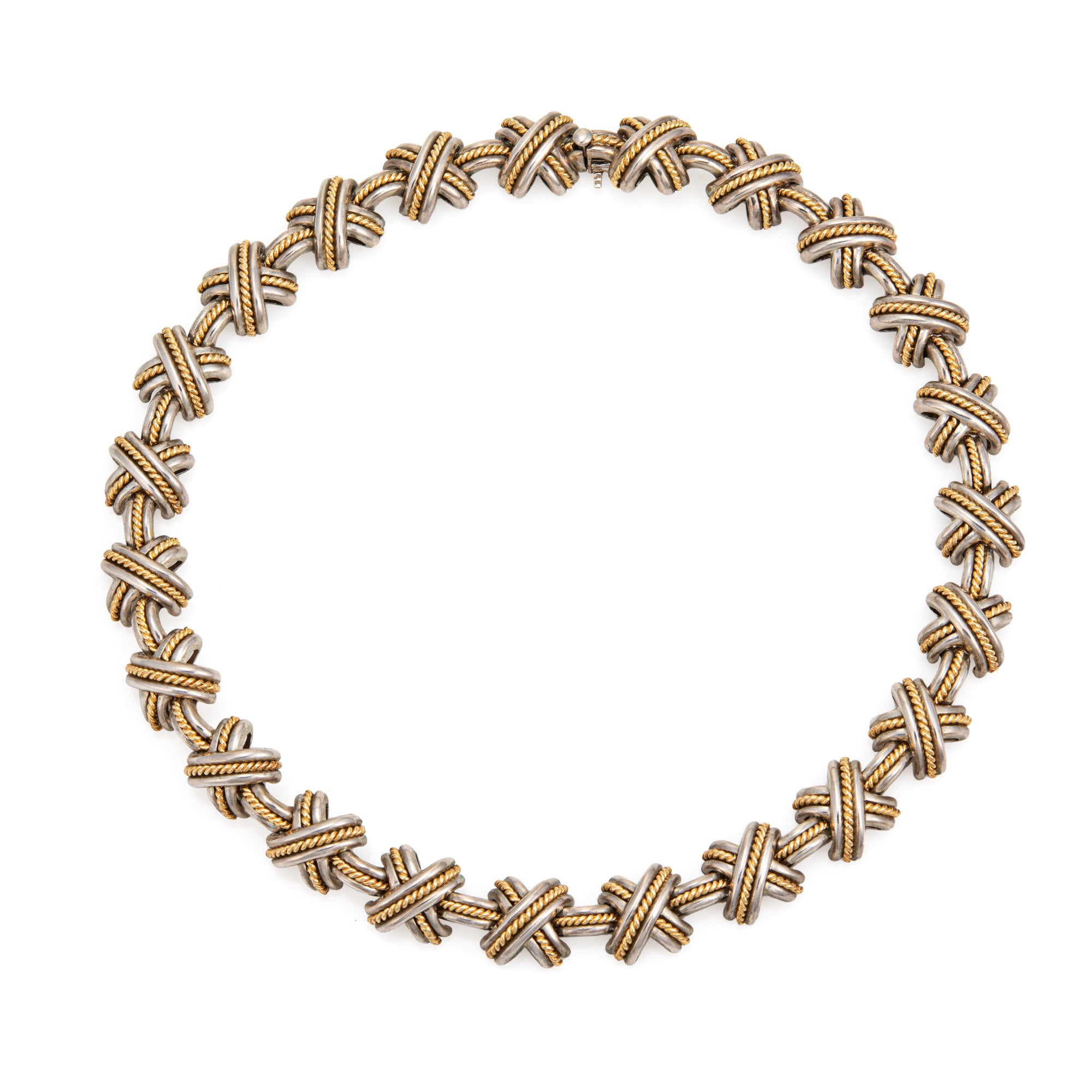 Tiffany and Co. Jean Schlumberger Platinum and Yellow Gold Diamond X  Necklace at 1stDibs | tiffany schlumberger necklace, tiffany x choker  necklace, tiffany and co jean schlumberger necklace