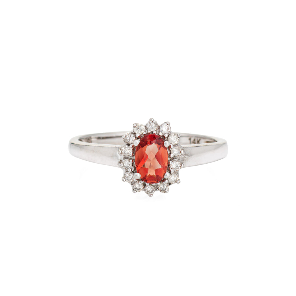 Orange Citrine Engagement Diamond Ring 