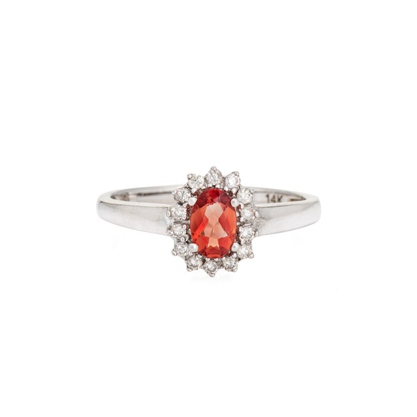 Orange Citrine Engagement Diamond Ring 