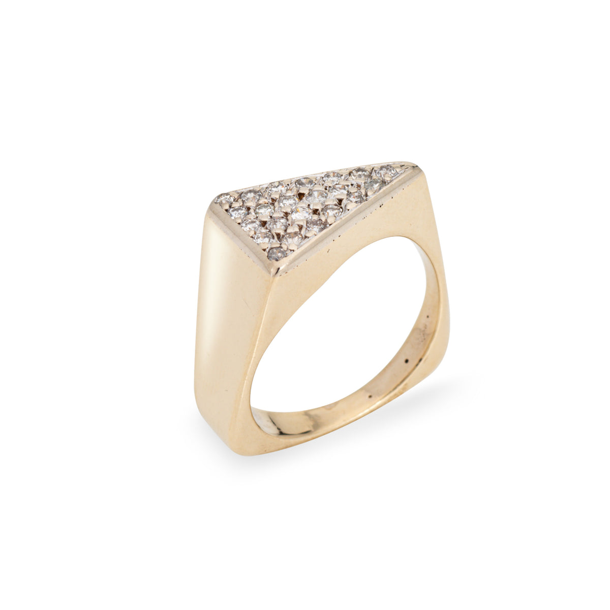 Vintage Diamond Triangle Ring Sz 5.5 Square Band Estate Fine Jewelry ...