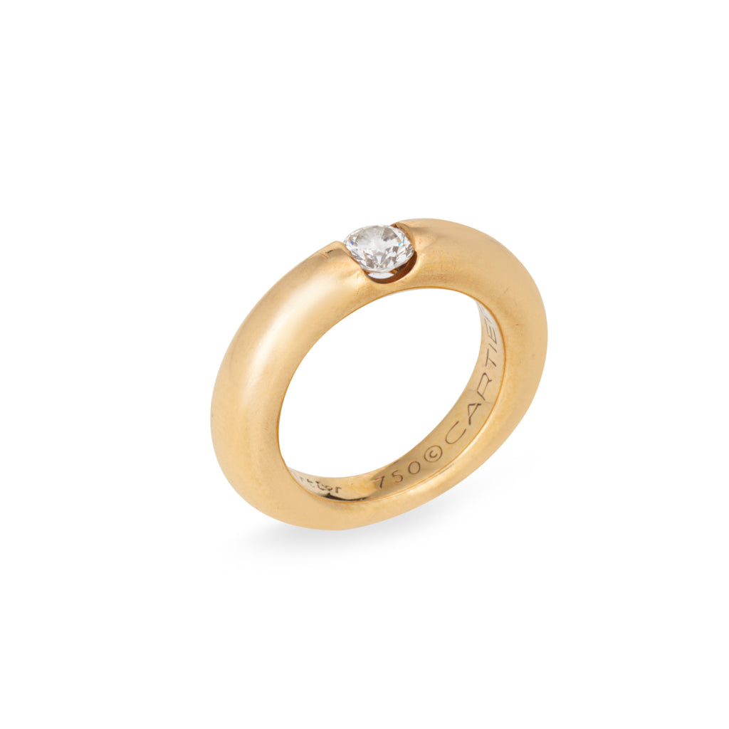 c1993 Cartier Ellipse 0.25ct Diamond Band Sz 3 Ring 18k Gold Signed Je Sophie Jane