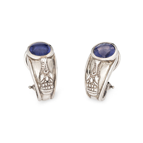 Kieselstein Cord Alligator earrings with Iolite stones