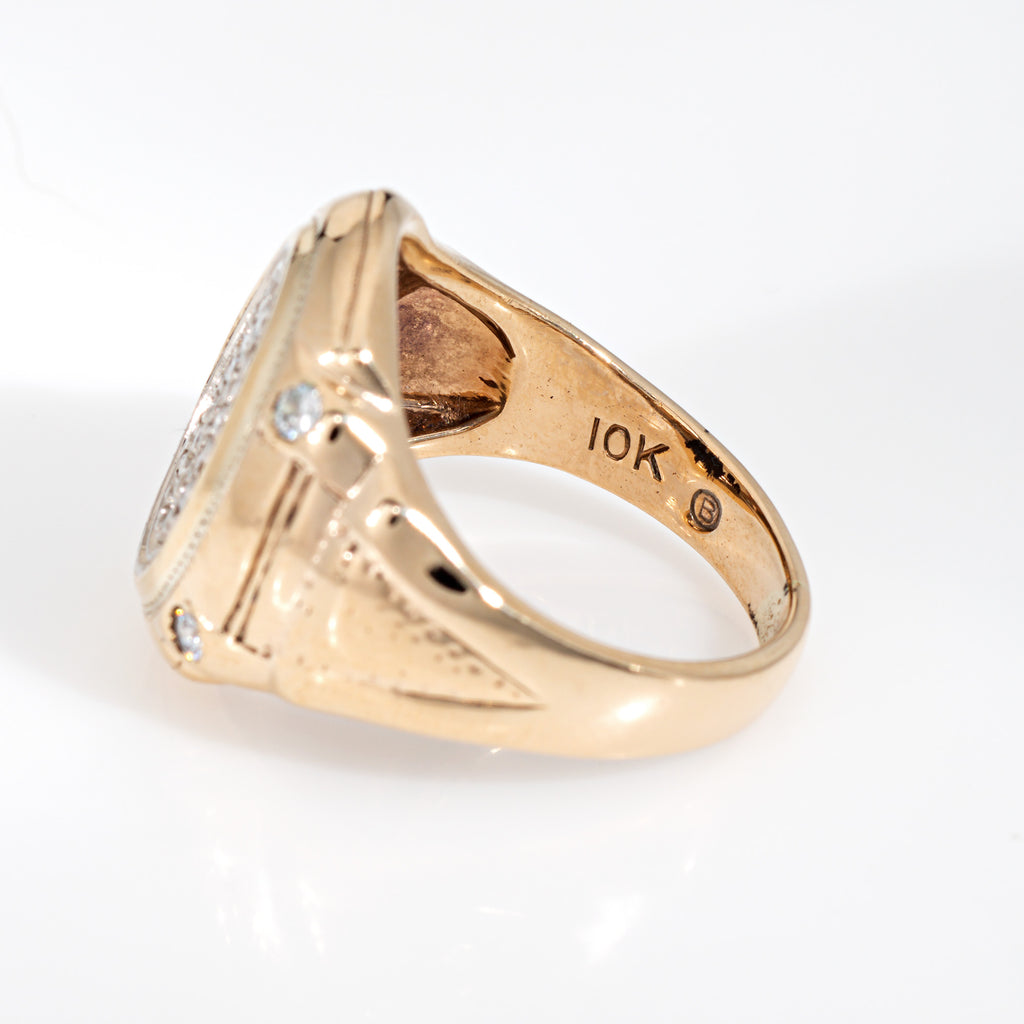 70s Vintage Oval Signet Ring Sz 7.5 Diamond 10k Yellow Gold 70s Vintage Oval Signet Ring Sz 7.5 Diamond 10k Yellow Gold