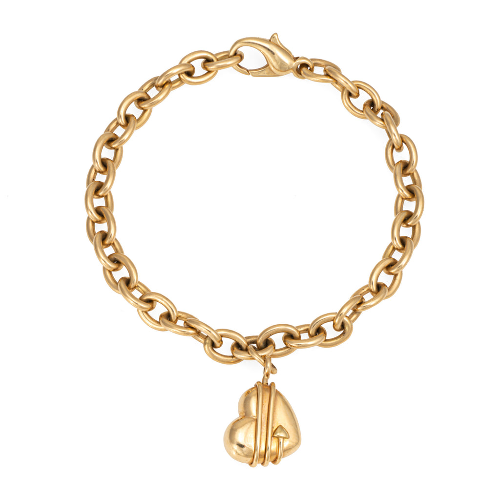 c1994 Tiffany & Co Cupid Arrow Heart Charm Bracelet 18k Yellow
