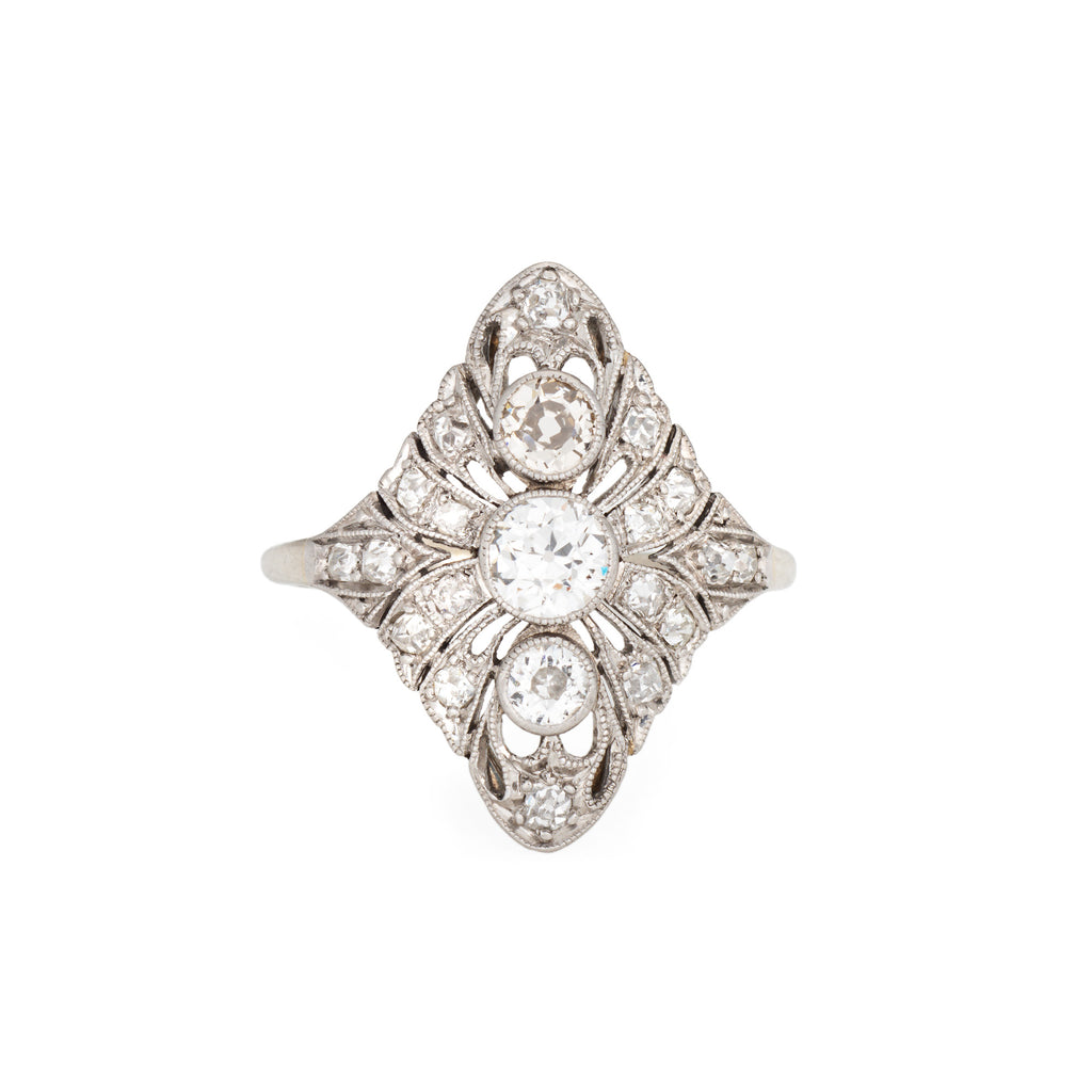 Vintage Art Deco 3 Diamond Ring
