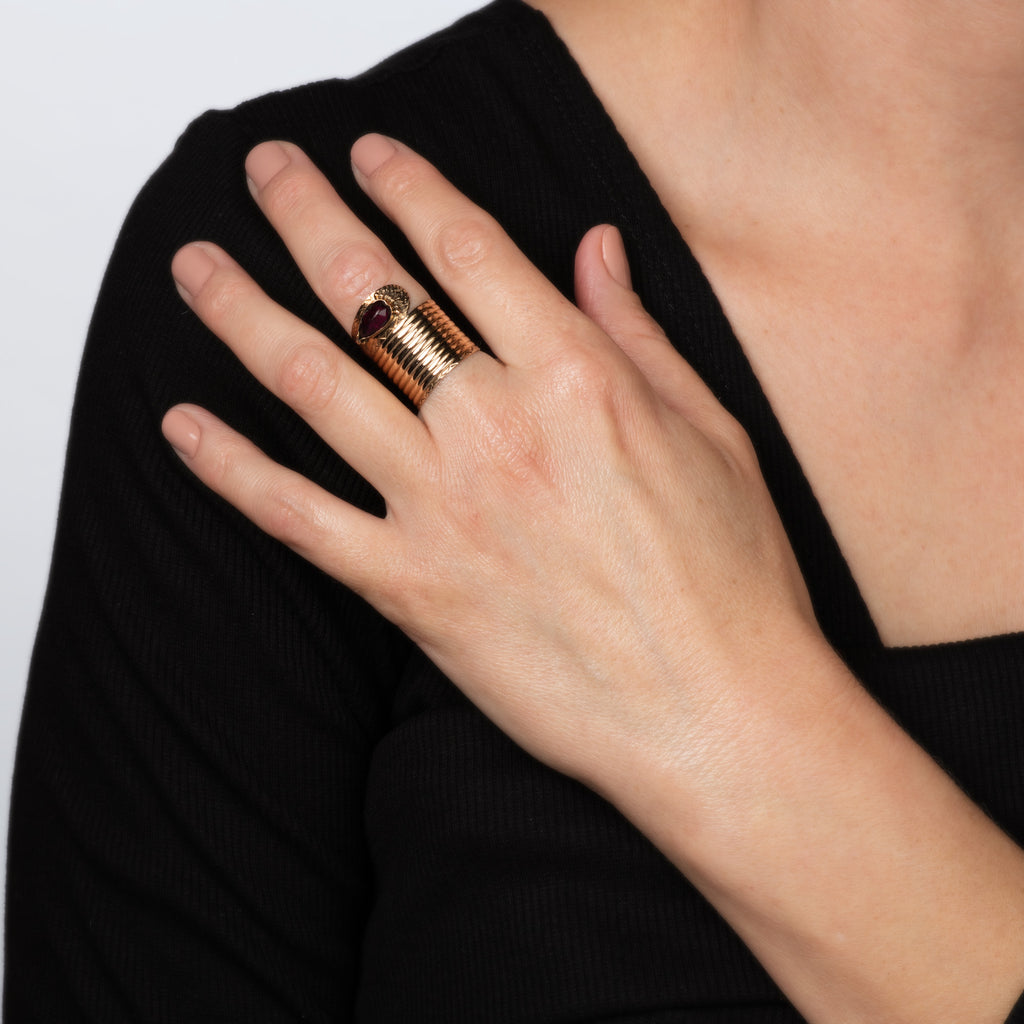 Extra Ring Antique Victorian Extra Wide Snake Ring 14k Rose Gold Garnet Sz 7 Fine ...