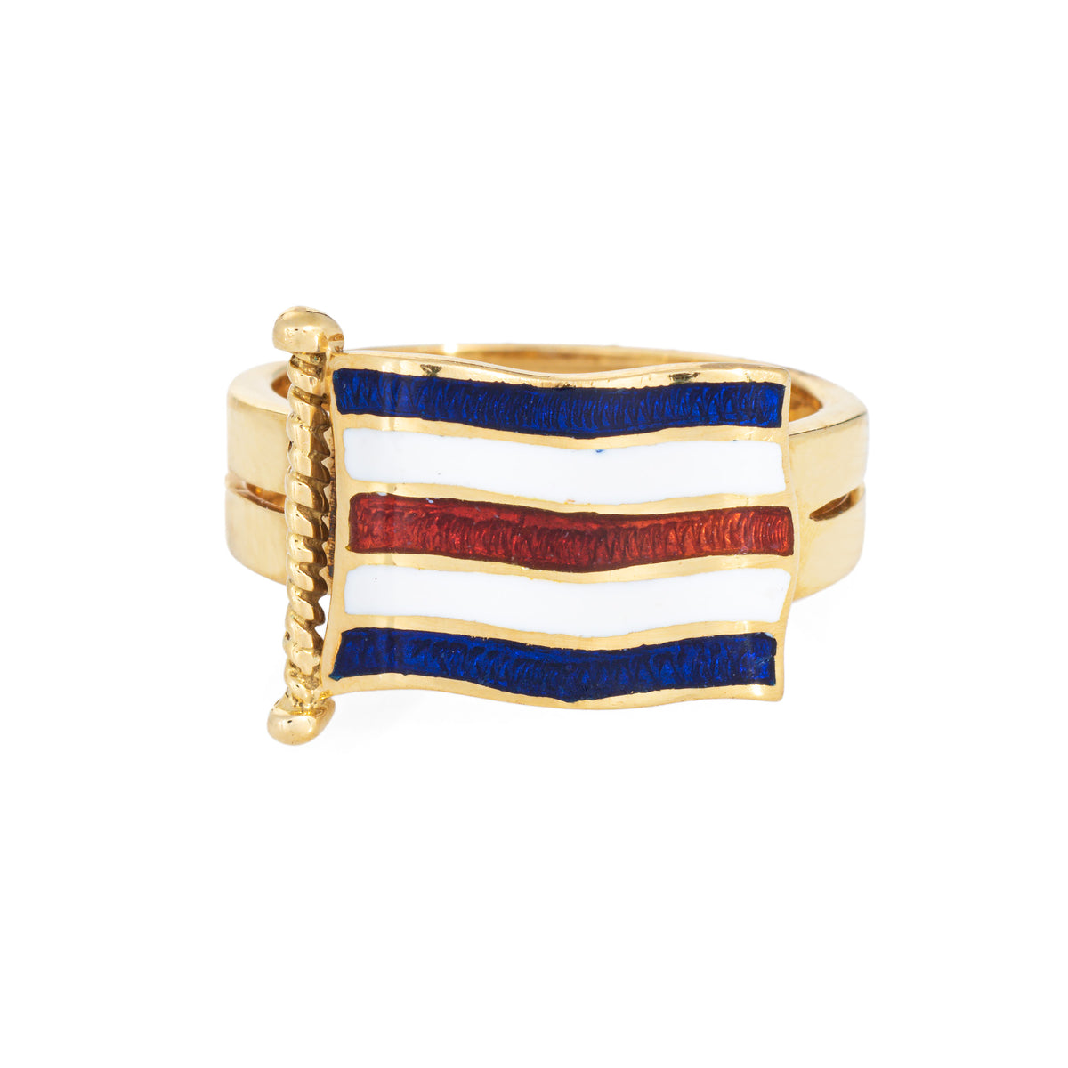 Vintage Nautical Flag Ring Signal C Charlie 18k Yellow Gold 6.5 Marine ...