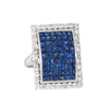 Sapphire Diamond Large Square Cocktail Ring