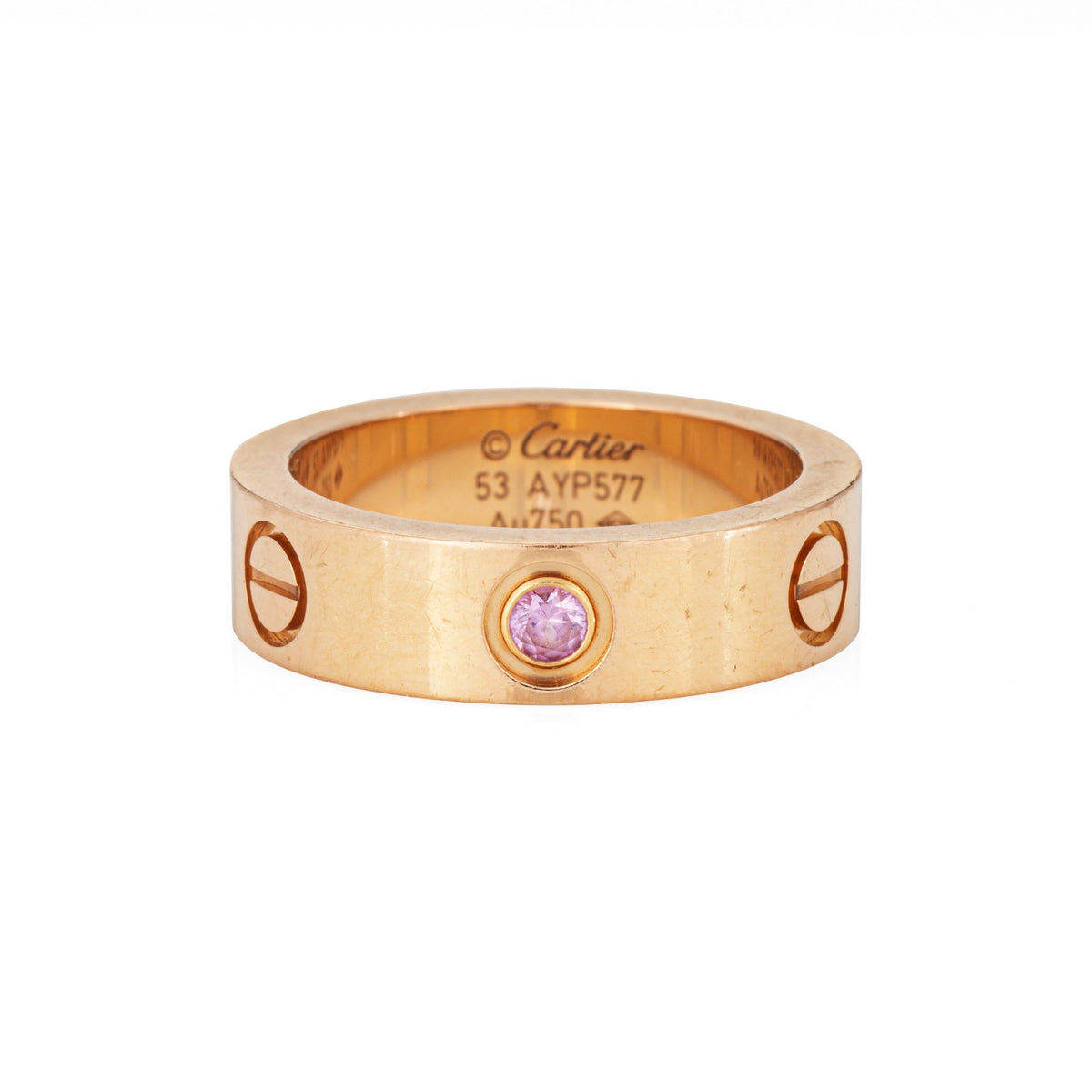Cartier LOVEリング 18KPG ピンクサファイア Cartier Pink Sapphire Love Ring Sz 53 6 1/4 18k Rose Gold Fine
