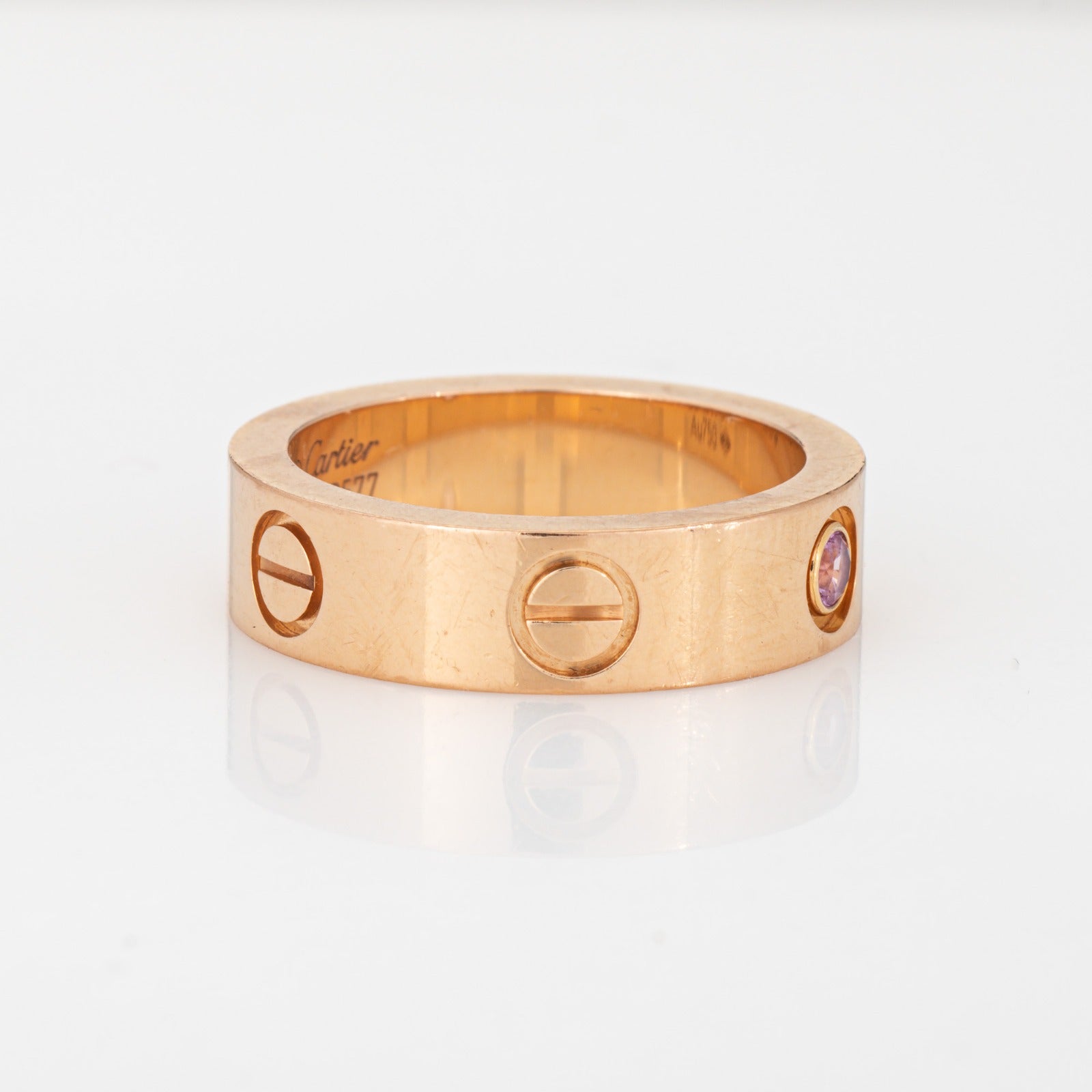 Cartier Pink Sapphire Love Ring Sz 53 6 1/4 18k Rose Gold Fine