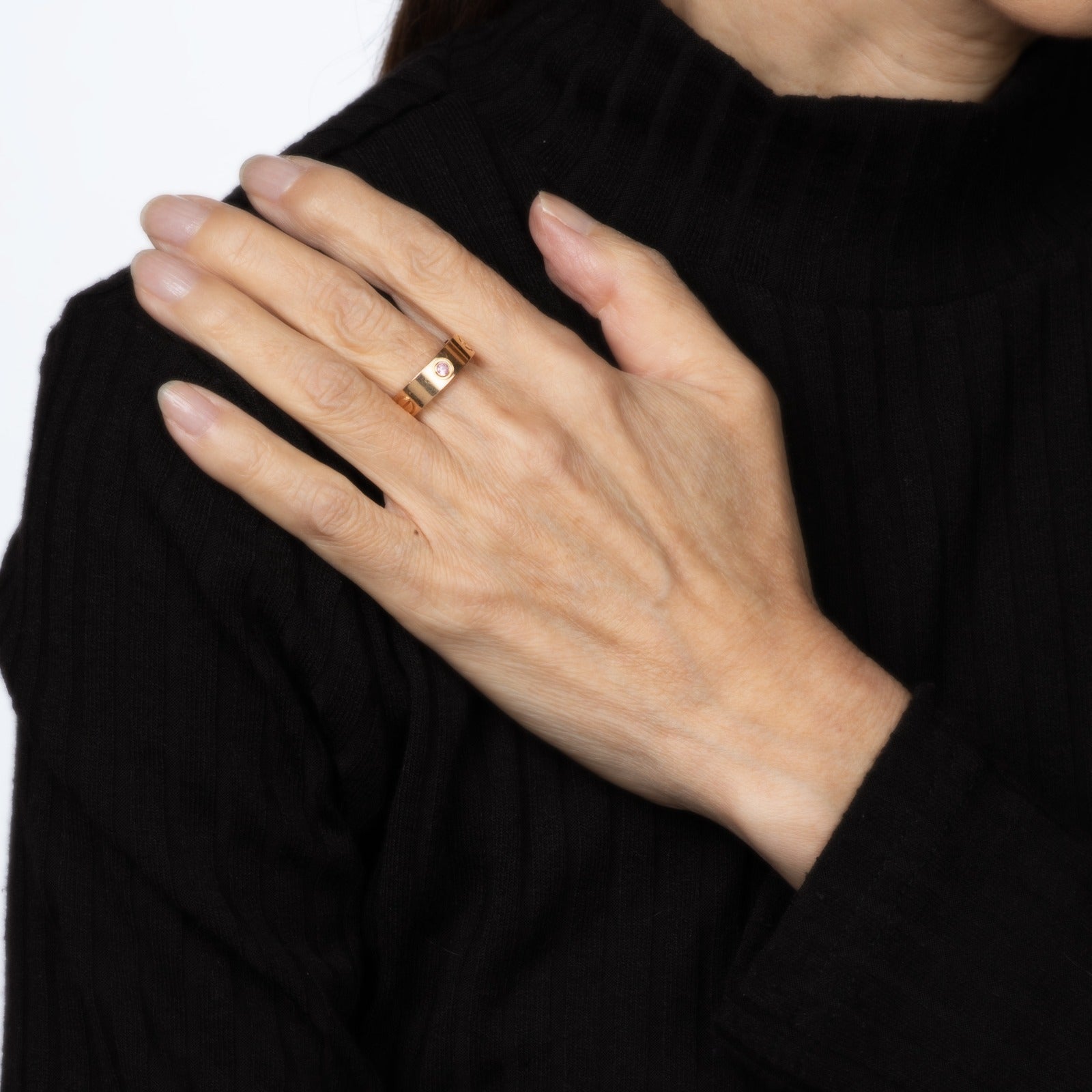 Cartier Pink Sapphire Love Ring Sz 53 6 1/4 18k Rose Gold Fine