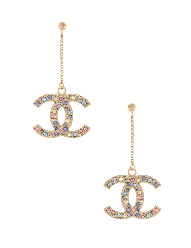 Chanel logo cheap dangle earrings