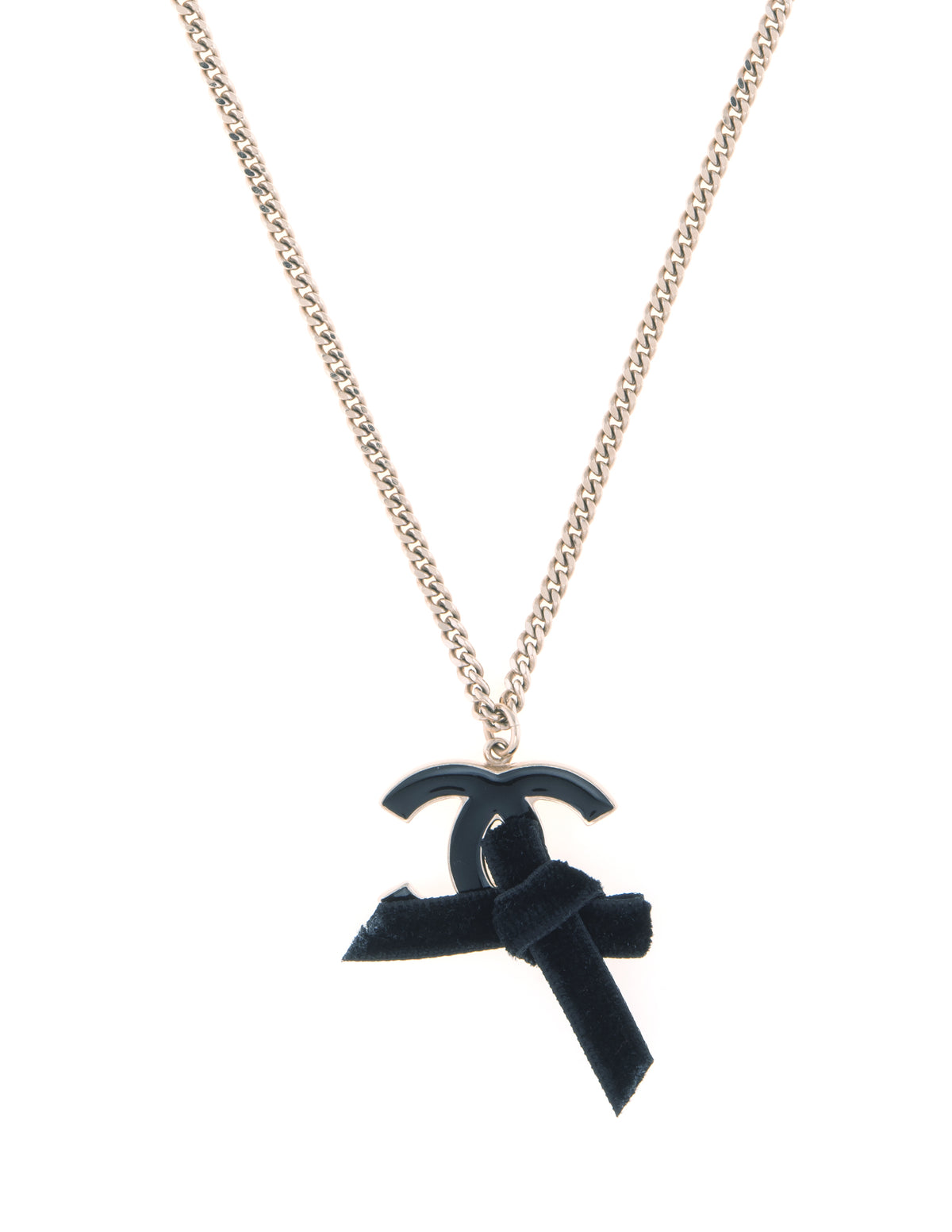 Chanel CC Logo Necklace Black Velvet Bow Circa 2007 Cruise