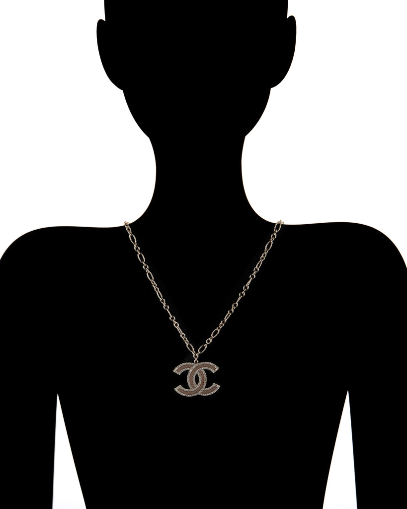 Chanel Double C Logo Crystal Necklace