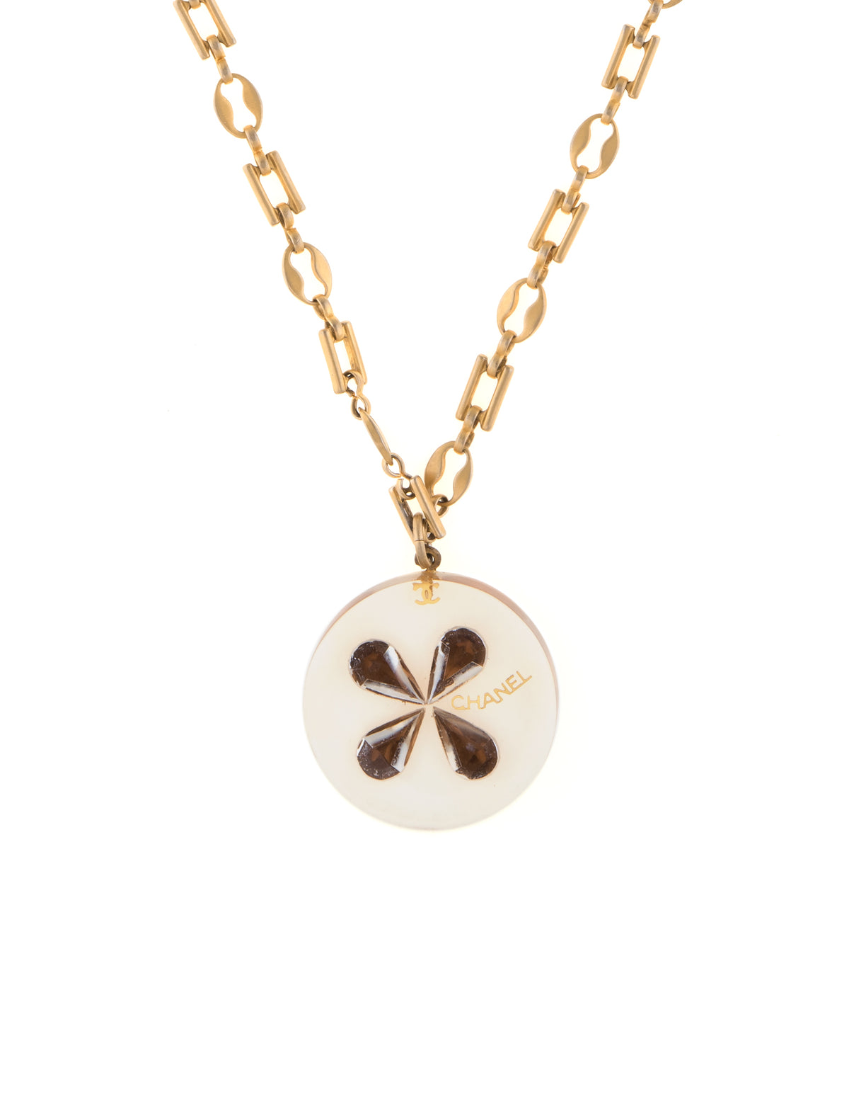 Chanel Resin Clover Pendant Necklace