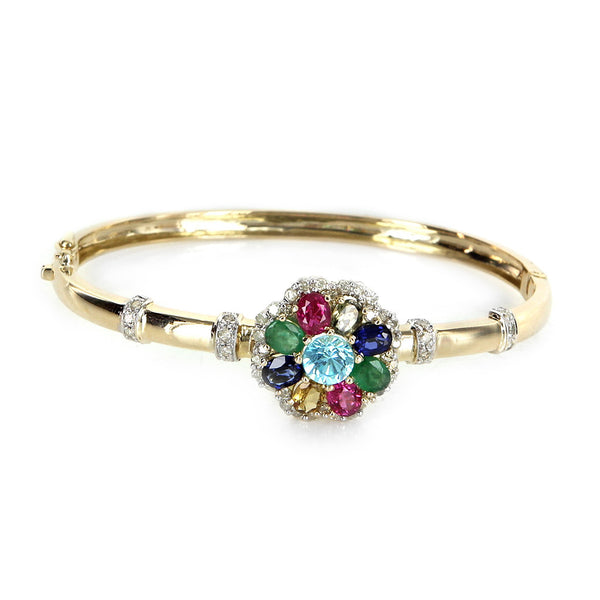 Rainbow Gemstone Bracelet Vintage 14k Gold