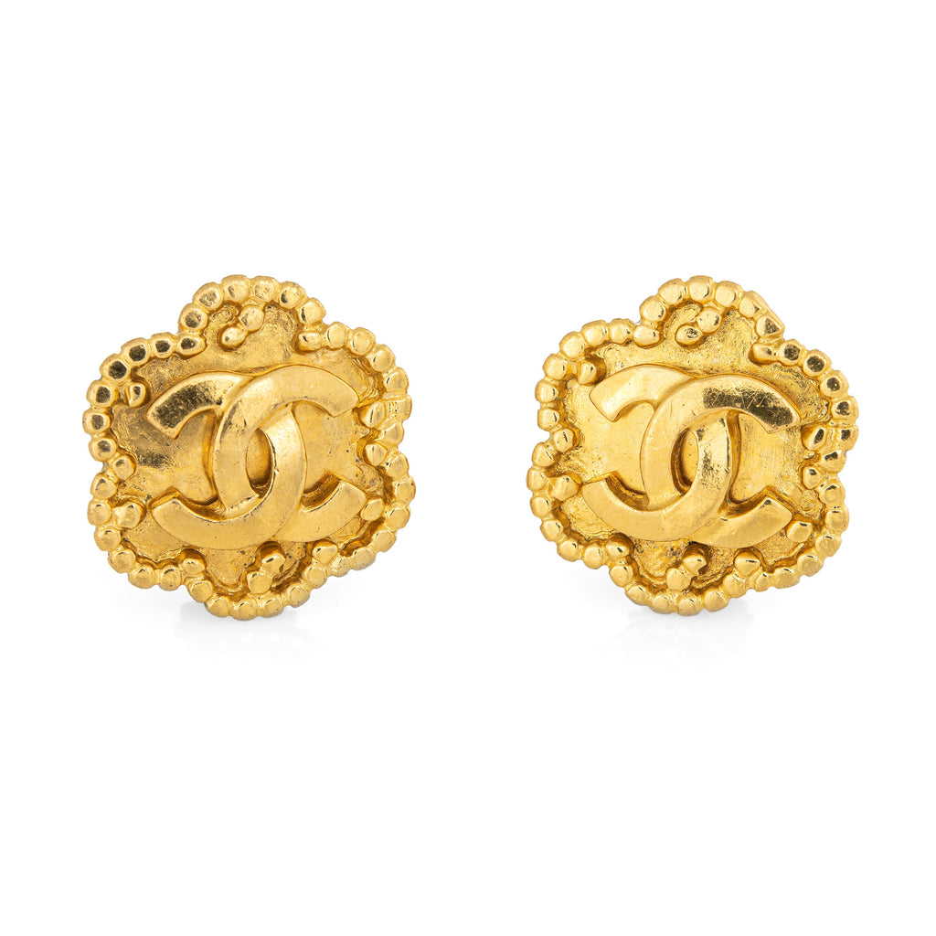 Vintage Chanel Gold Tone CC Stud Earrings