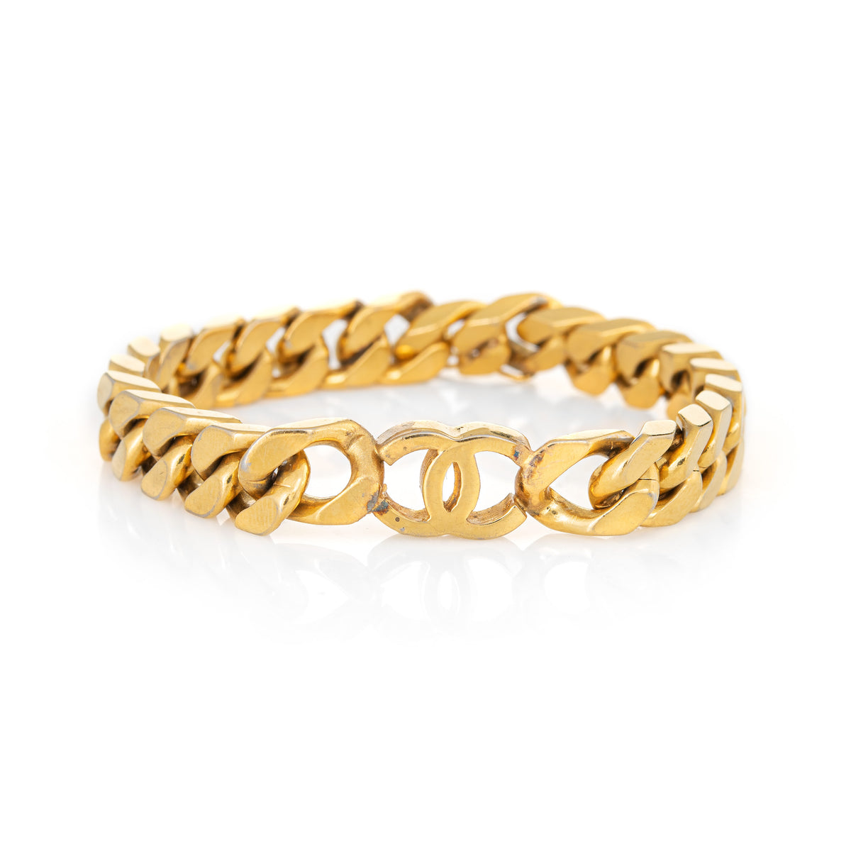 aprococo - CHANEL HAND MADE 80's Quilted GOLD CHANEL Cuff Bracelet