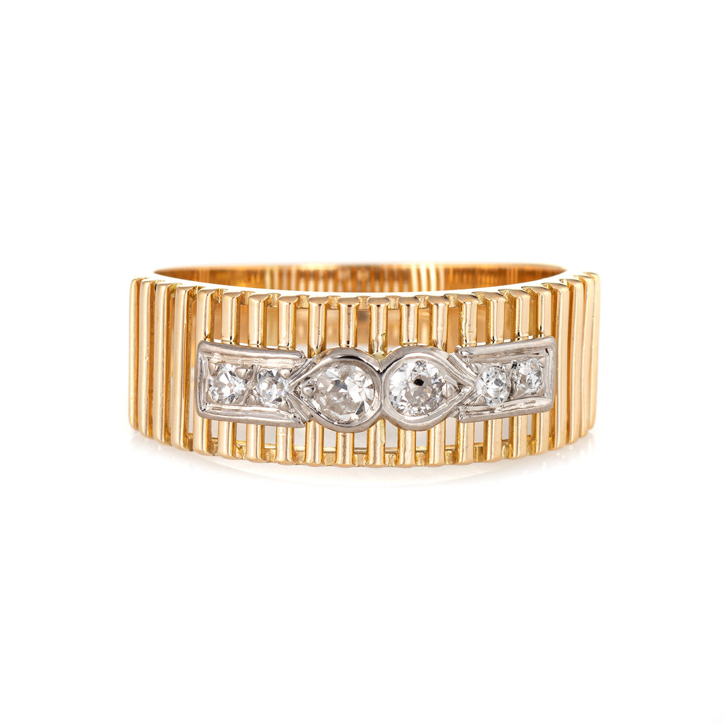 Vintage Wedding Ring Gold Diamonds