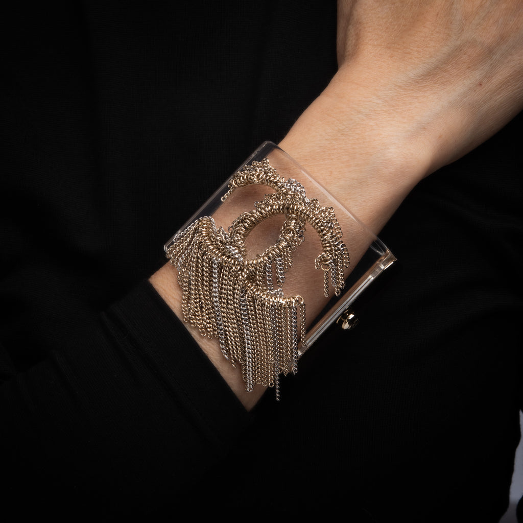 Authentic Chanel delicate Lucite Gold