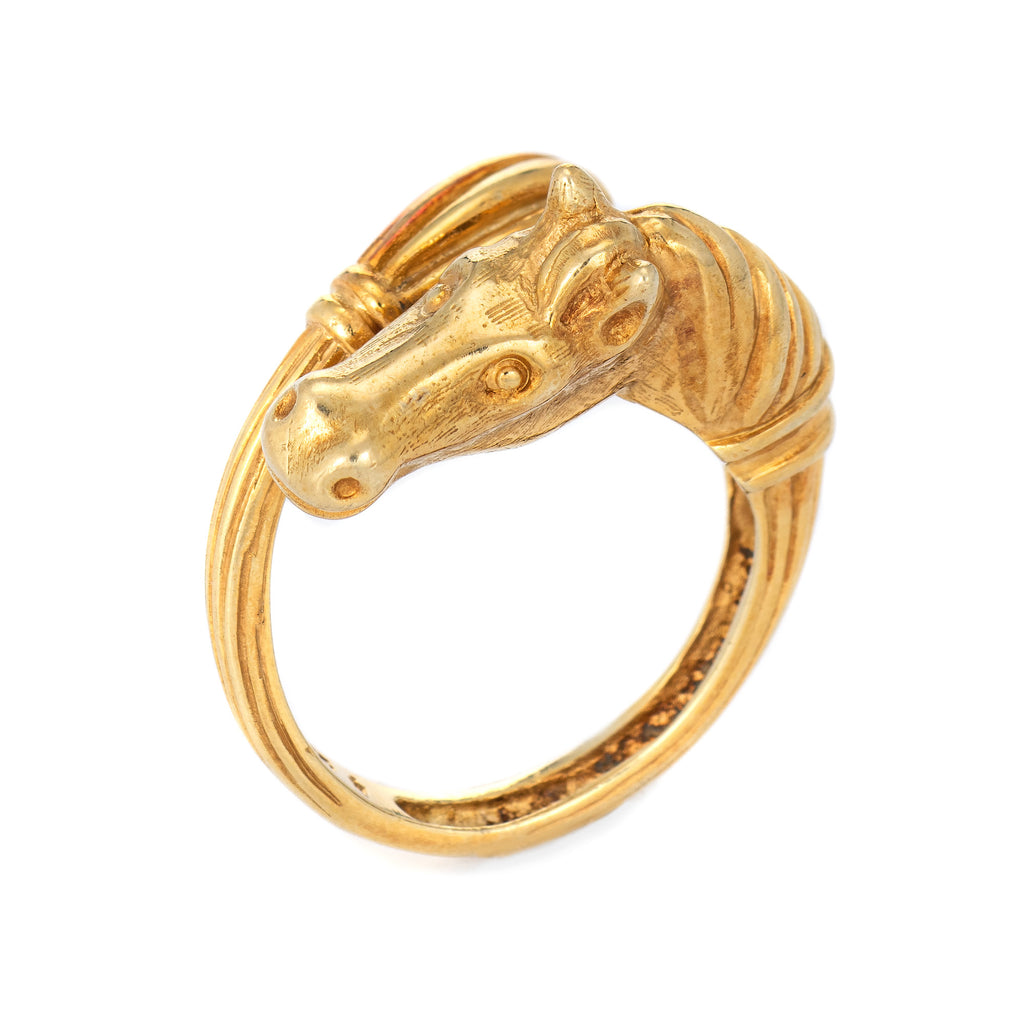 Vintage Horse Ring 14k Yellow Gold Estate Animal Tail Jewelry Sz 6 Equestrian
