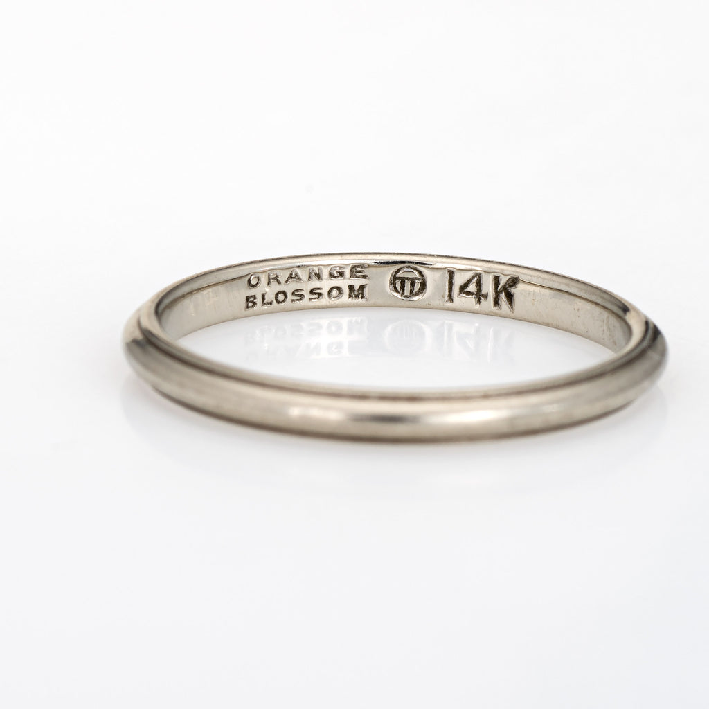 Vintage Deco Traub Orange Blossom Wedding Ring Sz 5 14k White Gold Ban Sophie Jane
