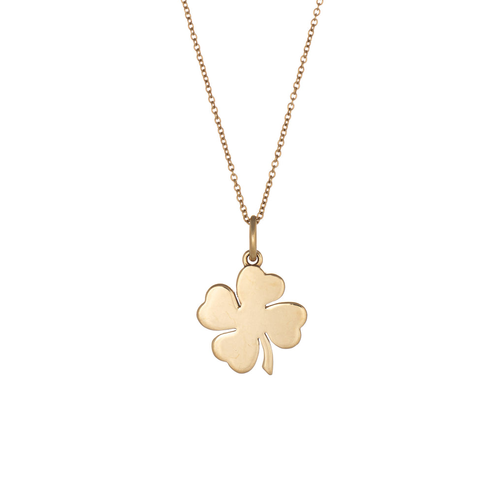 14K Real Solid Gold Four Leaf Clover Necklace for Women