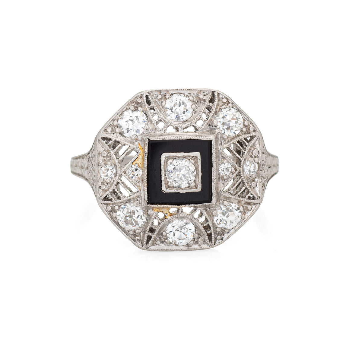 Vintage onyx on sale and diamond ring