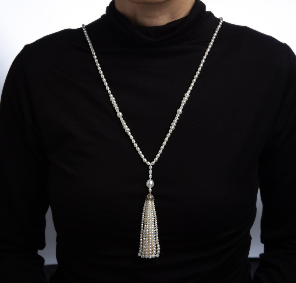 Tiffany pearl on sale tassel necklace