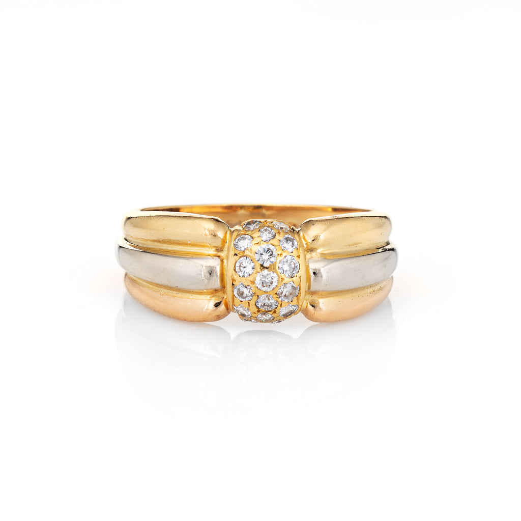 Vintage Cartier Diamond Ring 18k Tri Gold EU 55 US 7.75 Signed Fine Je –  Sophie Jane