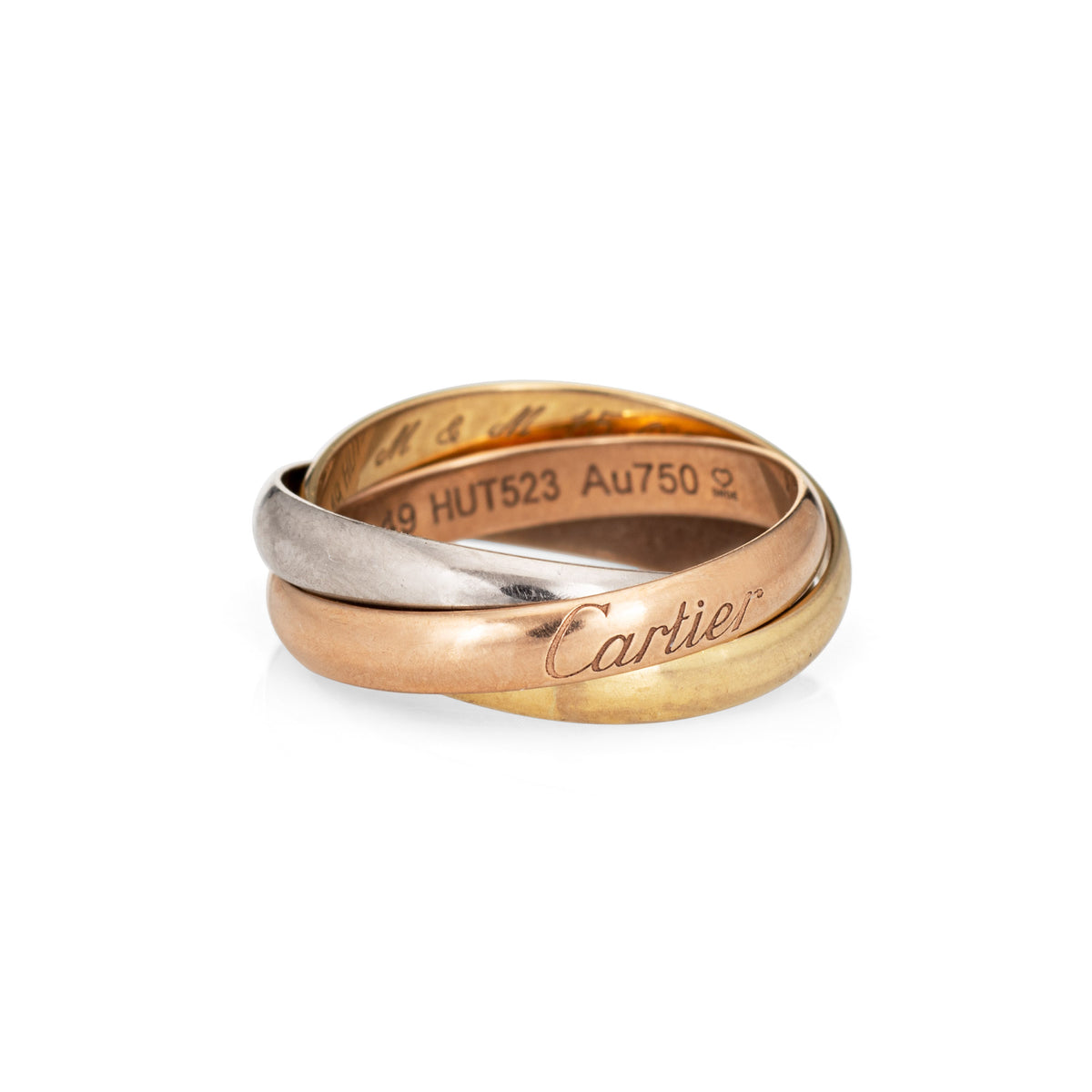 Cartier Trinity Ring Small Model Sz 49 US 4 3/4 18k Tri Gold 
