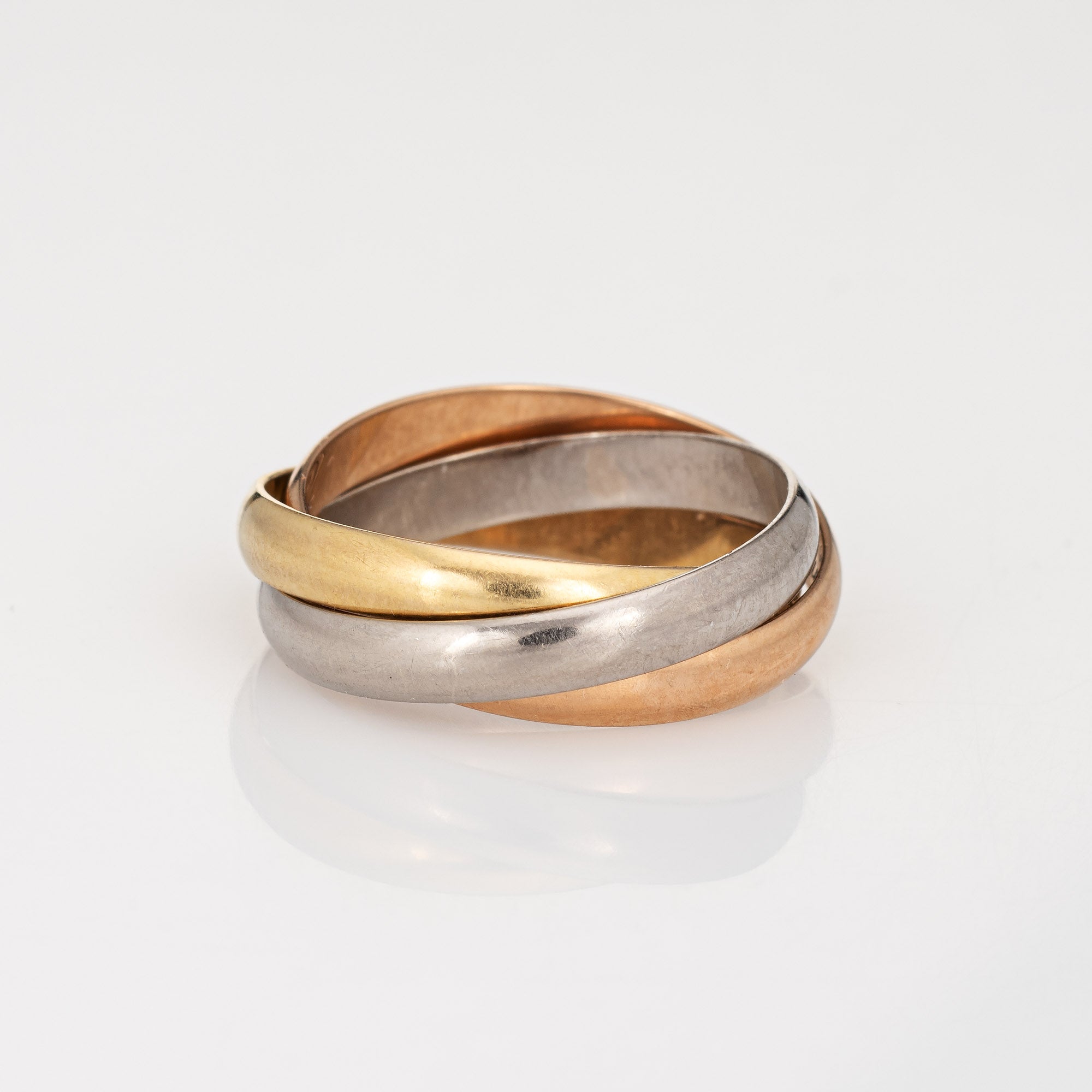 Cartier Trinity Ring Small Model Sz 49 US 4 3/4 18k Tri Gold